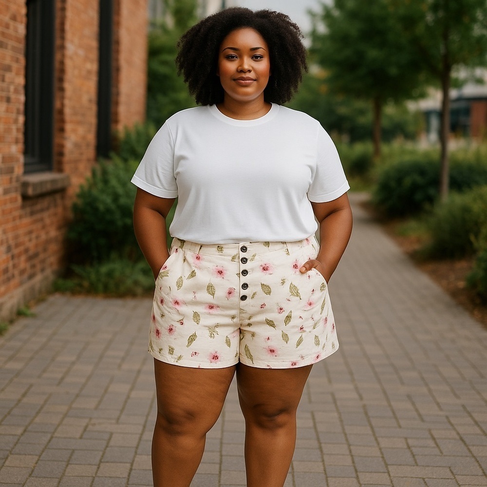 Plus Size Botanical Floral Print Shorts Various Sizes